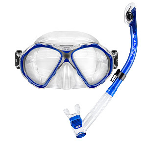 Tauchset Maske und Schnorchel Aropec MANTIS und ENERGY DRY - Blau